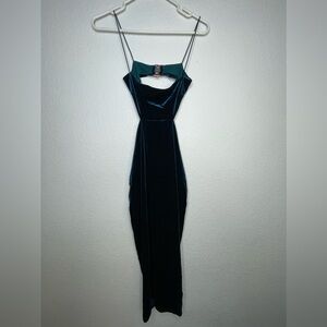 Nookie dress velvet midi sz small “Dejavu” green form fitting
